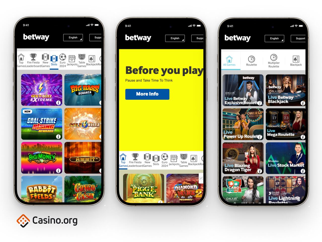 Betway casino screenshots