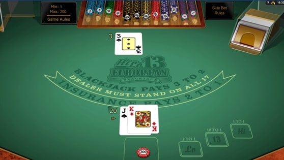 European blackjack table